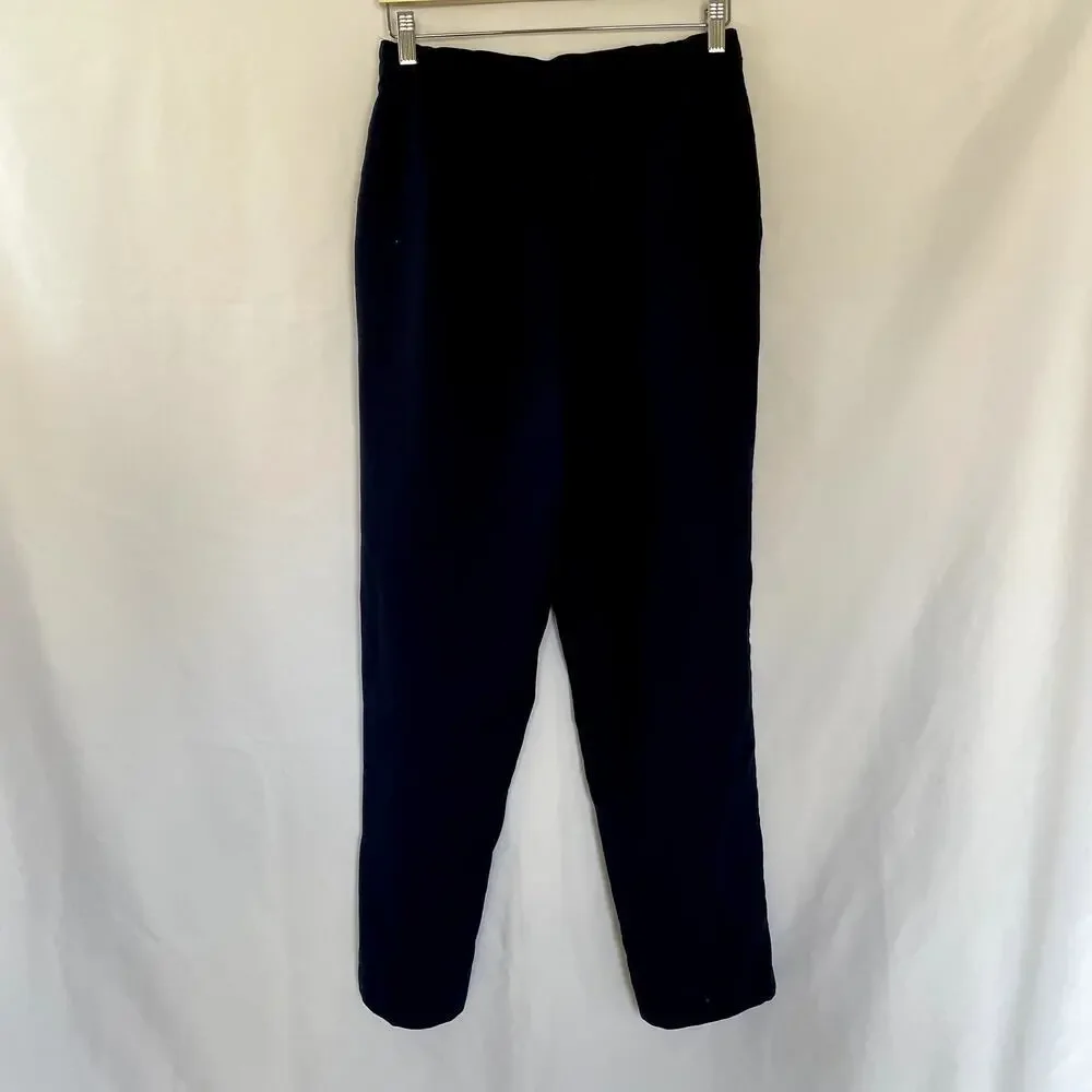 Wide leg‎ navy blue trousers high waist pockets belt loops women's 28 inch waist